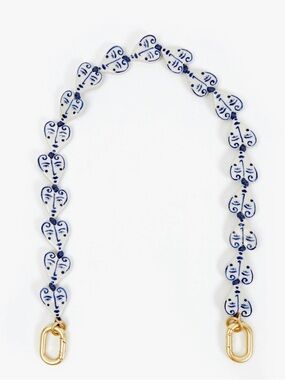 Clare V Shortie Strap Blue/Cream Porcelain Hearts NWT $165